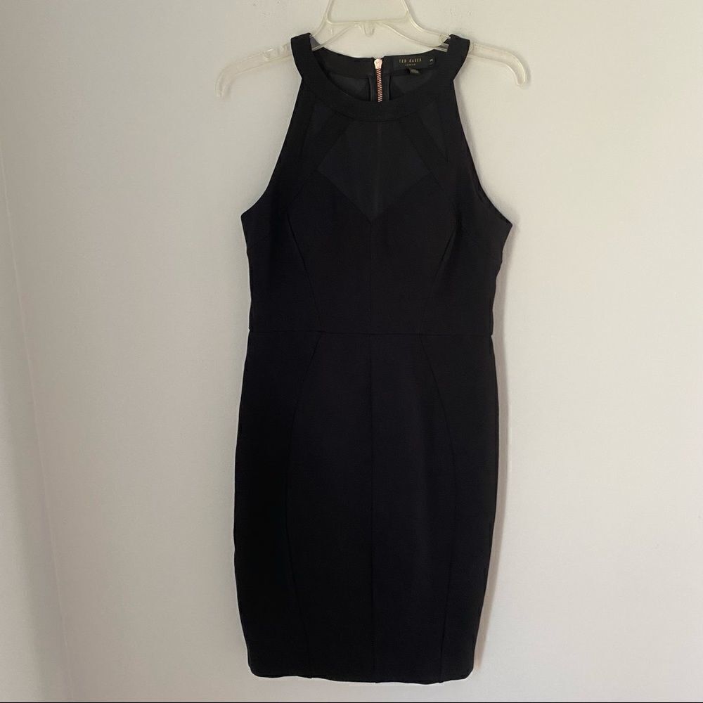Ted Baker Women’s Sleeveless Boat Neck Bodycon Black Mini Dress